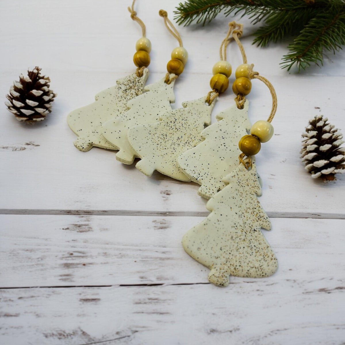 Christmas Tree Shaped Ornament Handmade from Clay & Nova Scotia Beach Sand-0