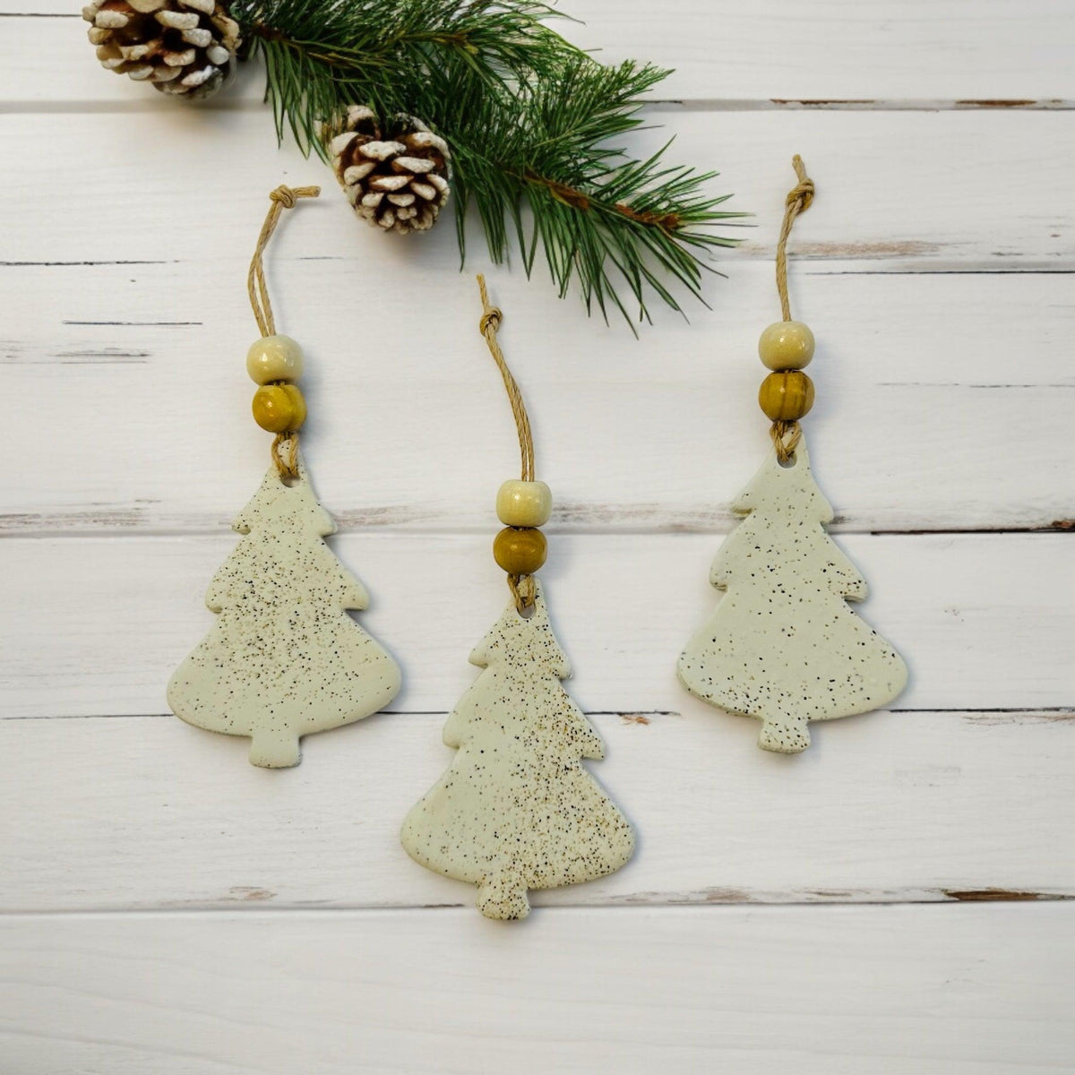 Christmas Tree Shaped Ornament Handmade from Clay & Nova Scotia Beach Sand-1