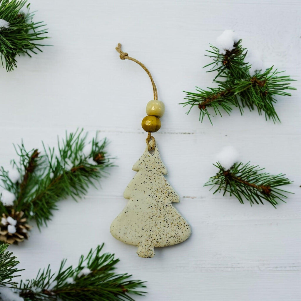 Christmas Tree Shaped Ornament Handmade from Clay & Nova Scotia Beach Sand-2