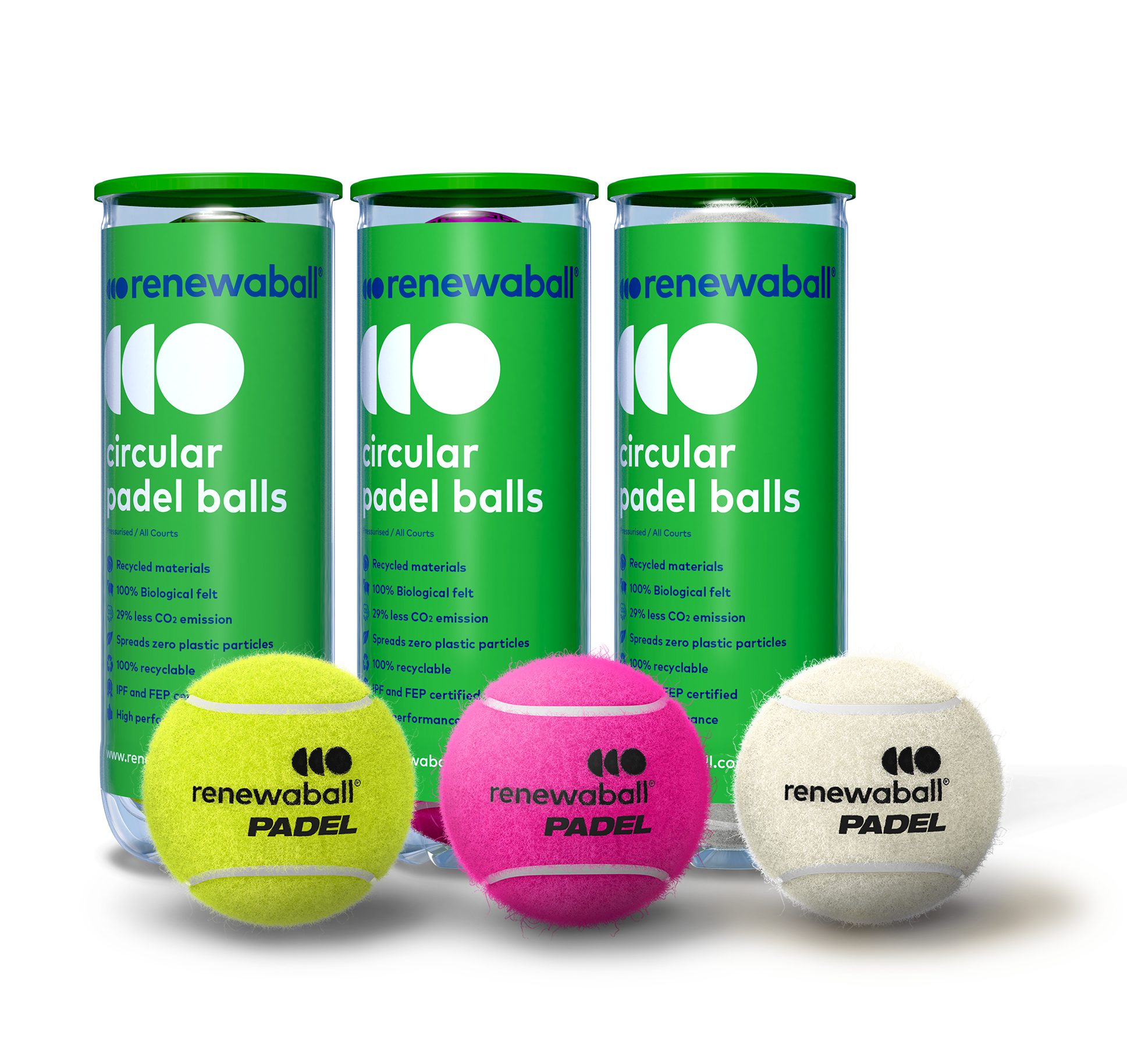 Eco-friendly tennis and padel balls with bio-based felt in a fully recyclable pressurized canister — view 5