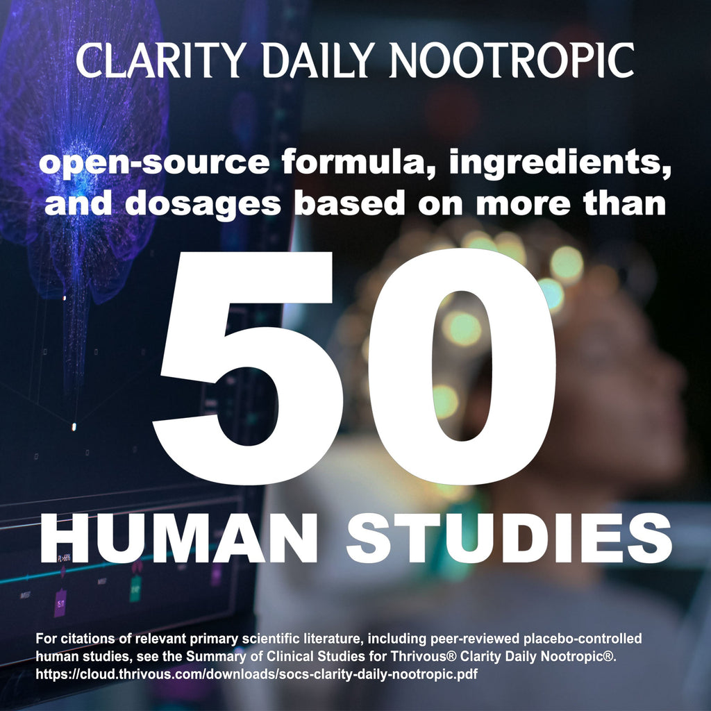 Clarity Daily Nootropic supplement bottle with 60 capsules for memory and focus. — view 2