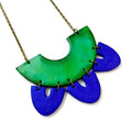 Green & Blue Clay Collar Statement Necklace, Handmade Polymer Clay-1