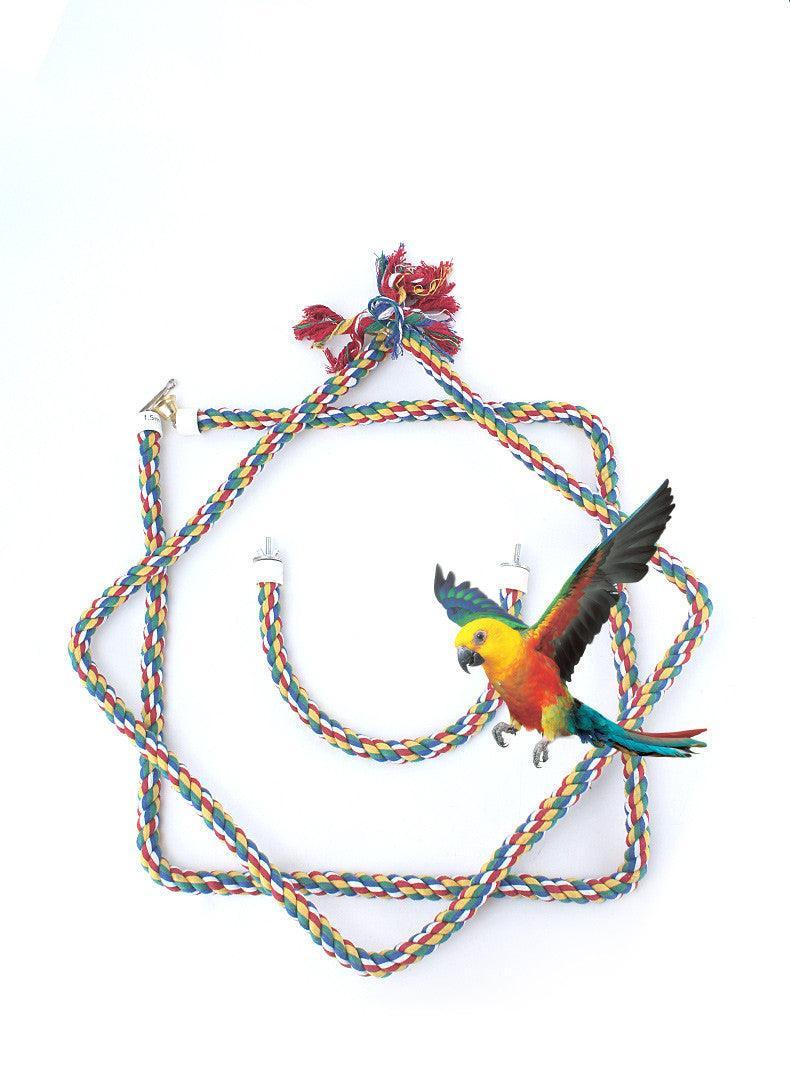 Parrot climbing rope and standing pole ladder stick birdcage accessory in natural earthy tones — view 2