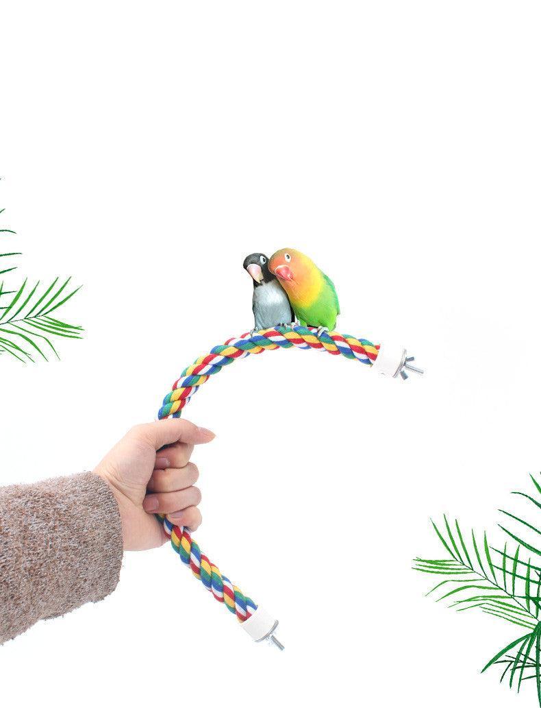 Parrot climbing rope and standing pole ladder stick birdcage accessory in natural earthy tones — view 3