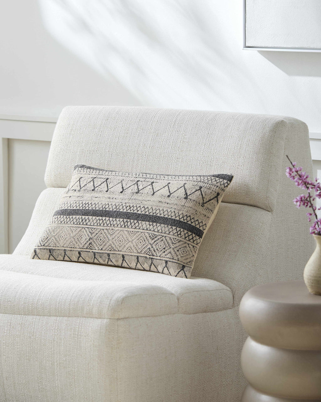 Woven black and beige Calliope throw pillow cover made of pure natural cotton. — view 5