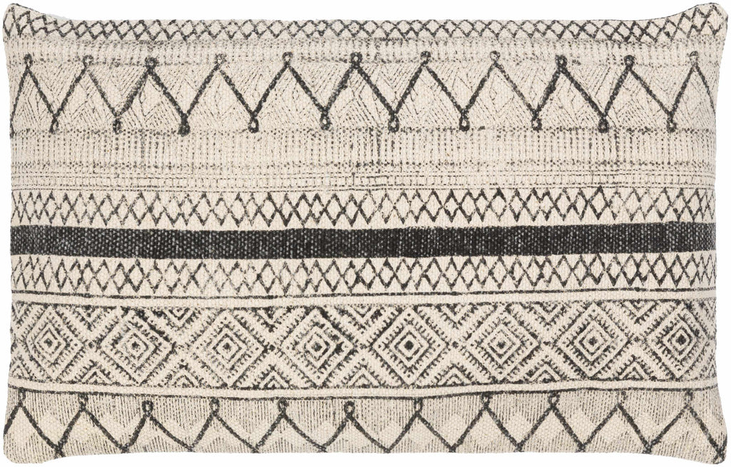 Woven black and beige Calliope throw pillow cover made of pure natural cotton. — view 4