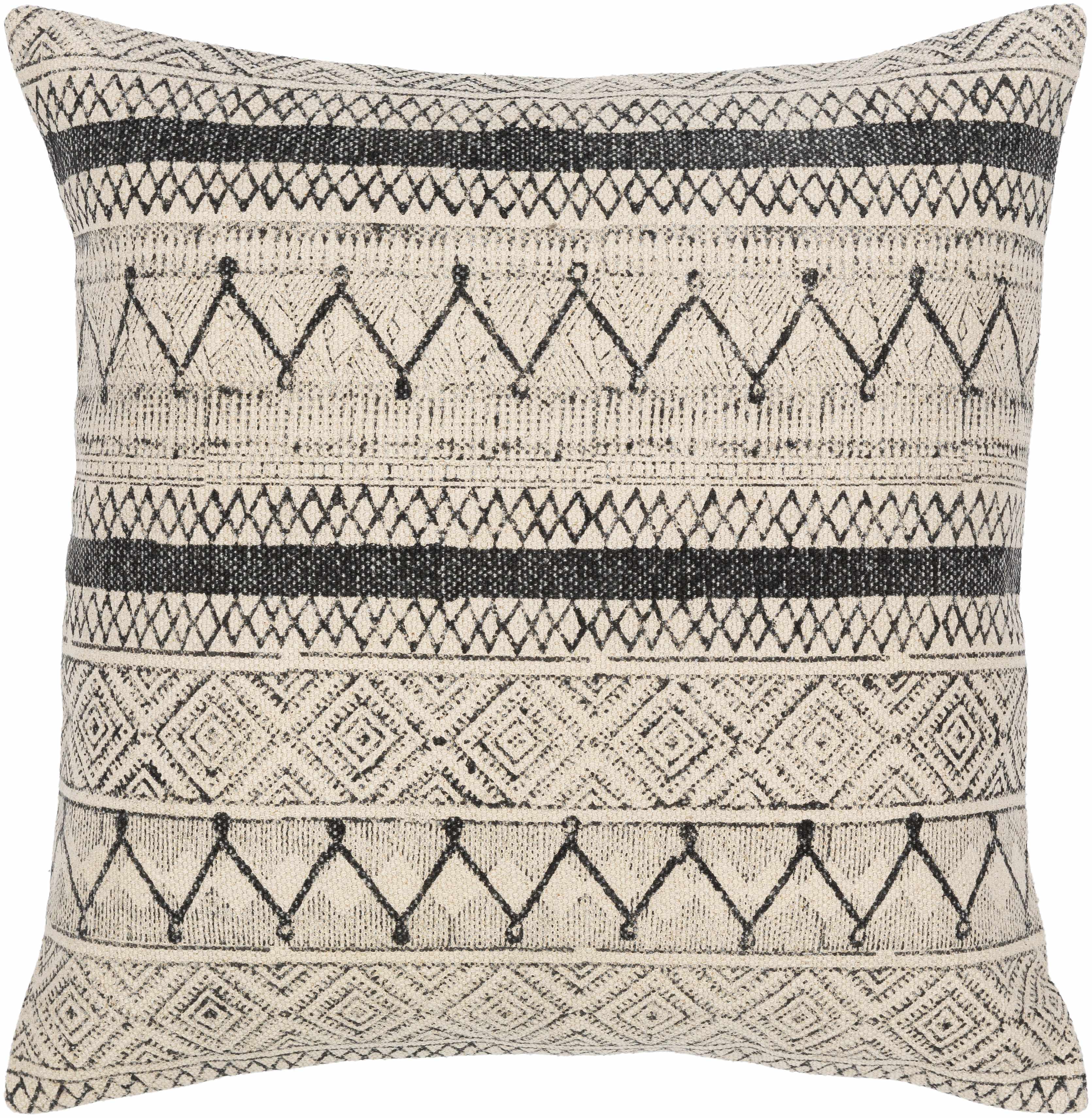 Woven black and beige Calliope throw pillow cover made of pure natural cotton.