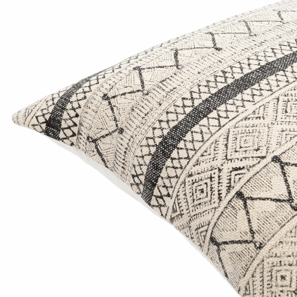Woven black and beige Calliope throw pillow cover made of pure natural cotton. — view 2