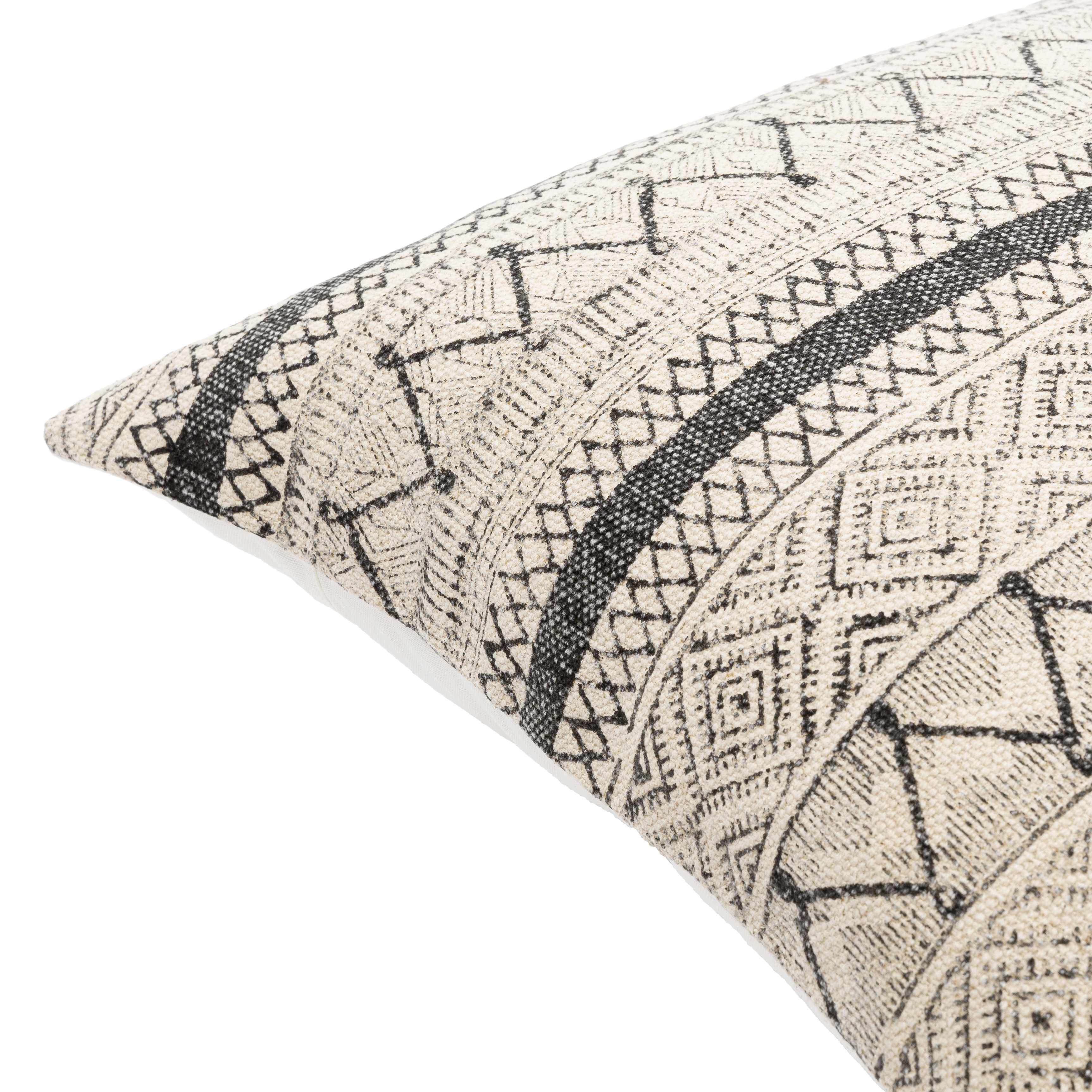 Woven black and beige Calliope throw pillow cover made of pure natural cotton. — view 2