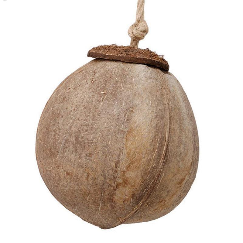 Natural coconut shell bird nest hanging hideaway with round opening for parrots and hamsters — view 4