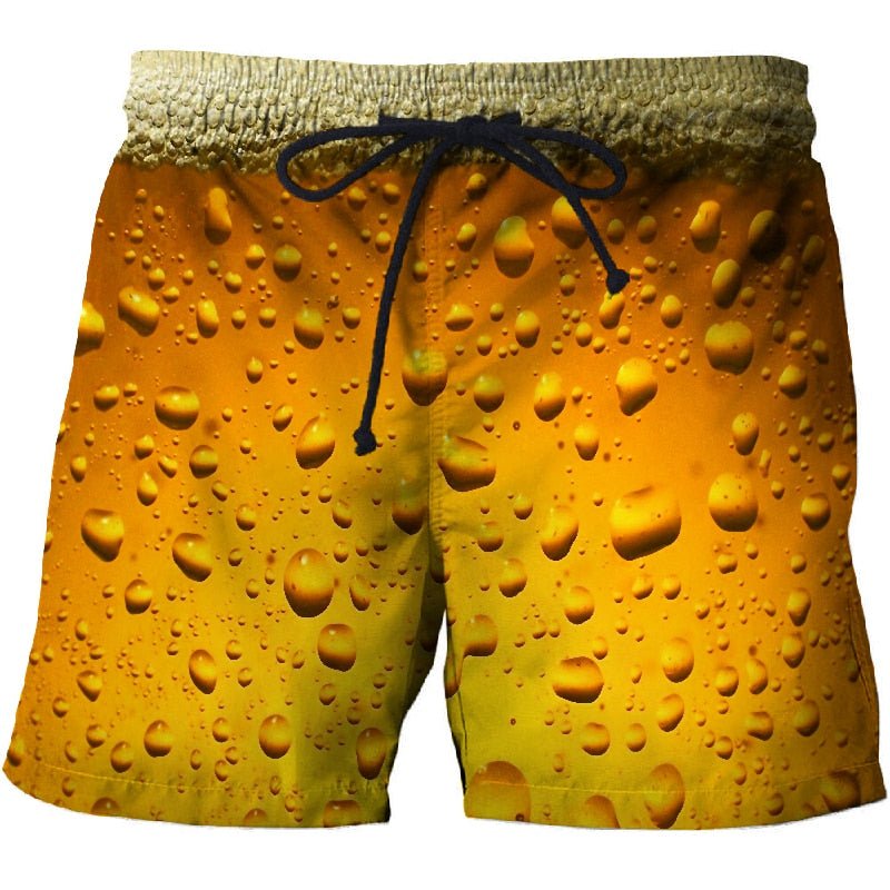 Mens board shorts featuring a vibrant 3D cola bubble print in quick dry polyester fabric — view 4