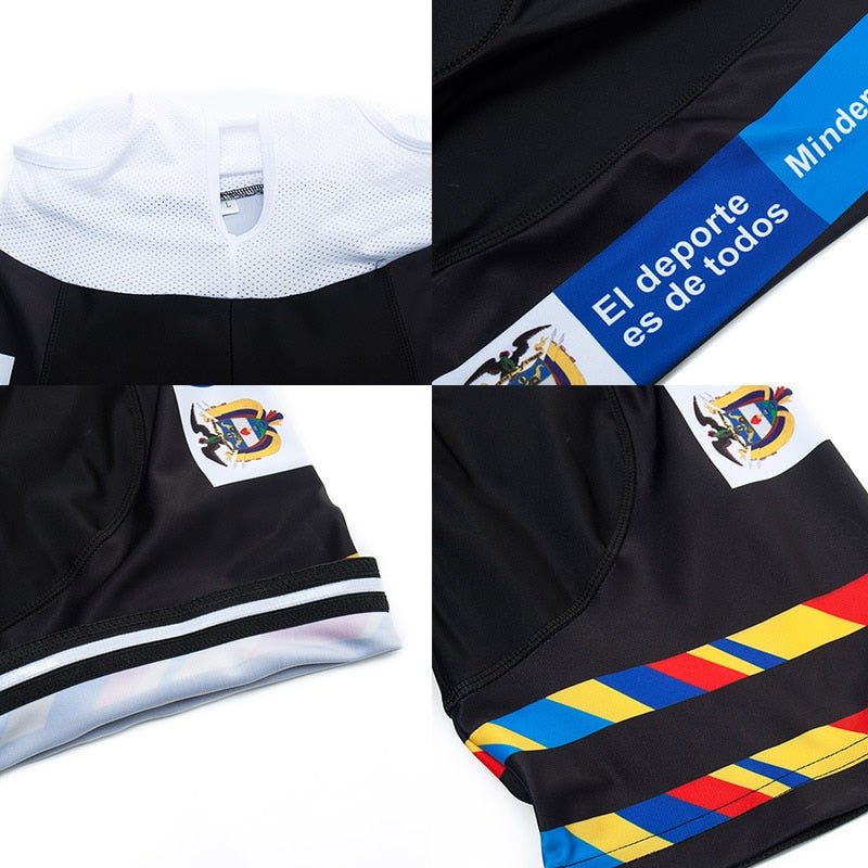 Men's yellow Colombia cycling jersey and shorts set with breathable gel pad — view 5