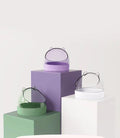 Colorful acrylic hamster food basin with elegant gold wire feeder attachment for small pet cages