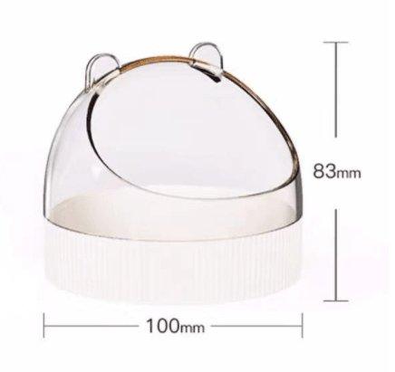 Colorful acrylic hamster food basin with elegant gold wire feeder attachment for small pet cages — view 4