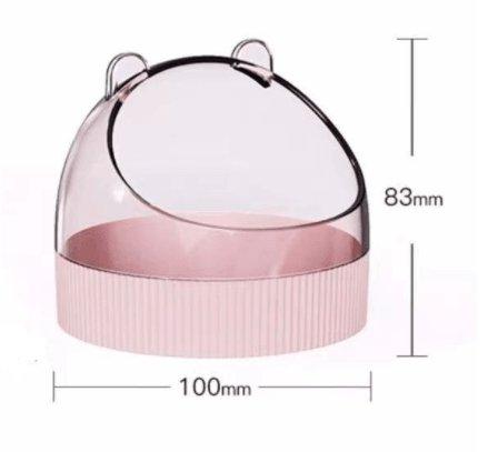 Colorful acrylic hamster food basin with elegant gold wire feeder attachment for small pet cages — view 3