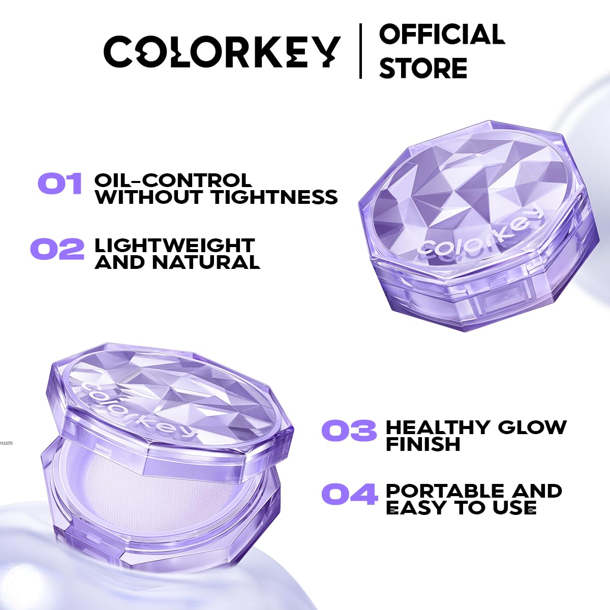 Colorkey original setting loose powder in a portable cosmetic compact container with an ultra-fine texture — view 4
