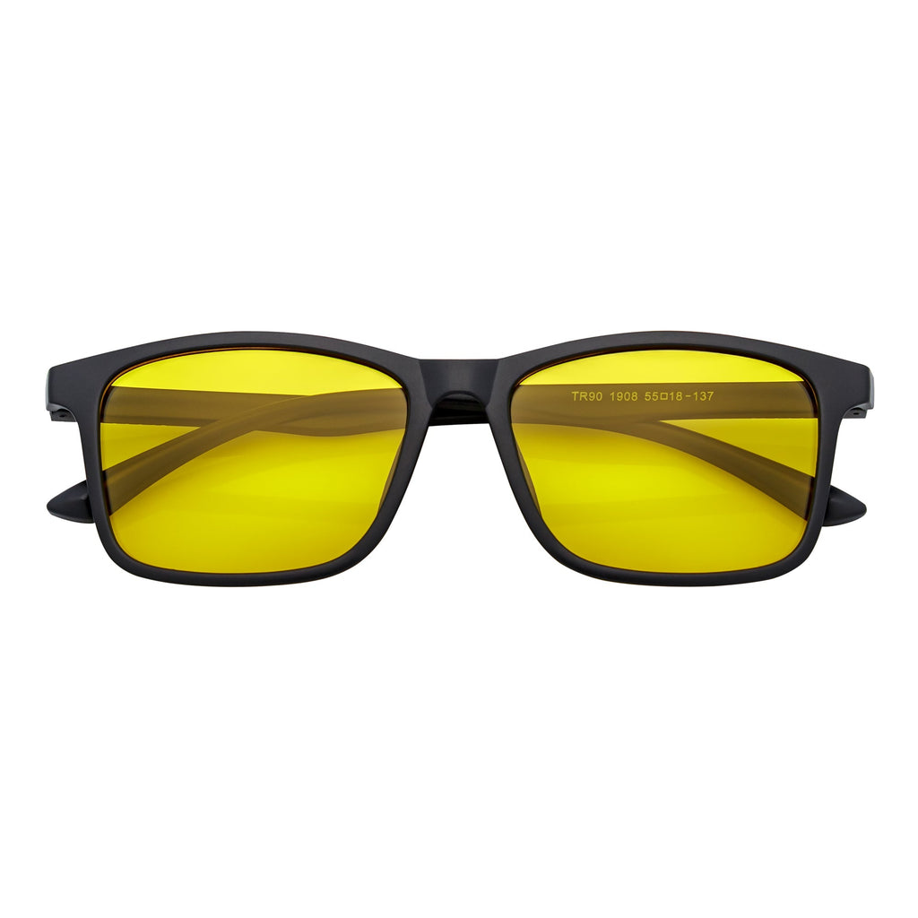 COMMUTER - Polarized Horn Rimmed Sunglasses Matte Black Yellow-0