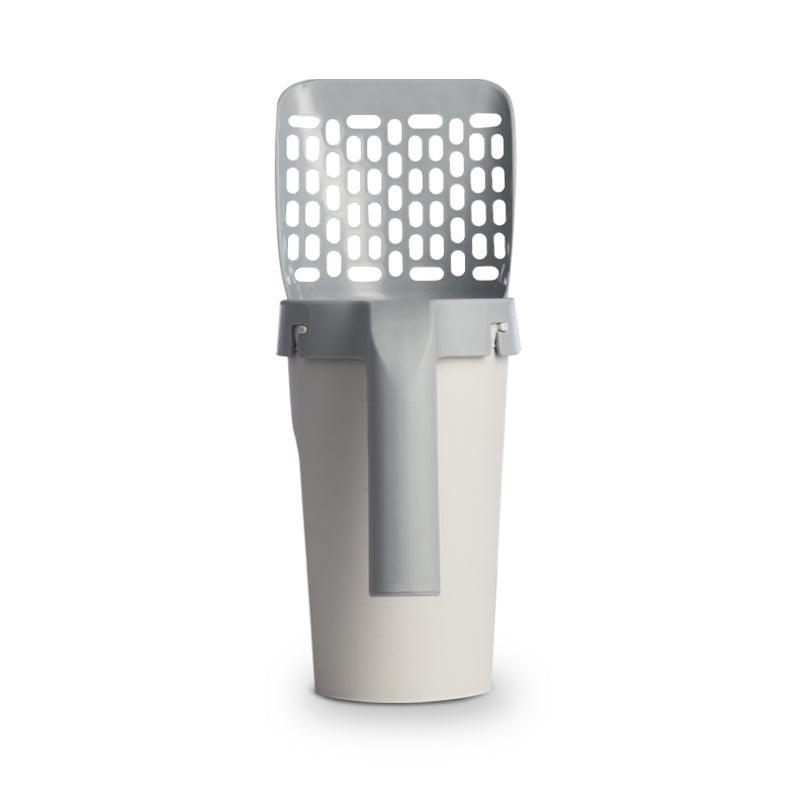 Advanced gray plastic cat litter storage box with integrated scooper and comfortable ergonomic handle. — view 4