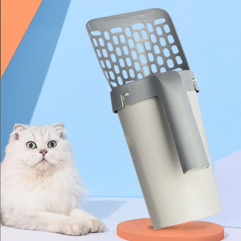 Advanced gray plastic cat litter storage box with integrated scooper and comfortable ergonomic handle. — view 3