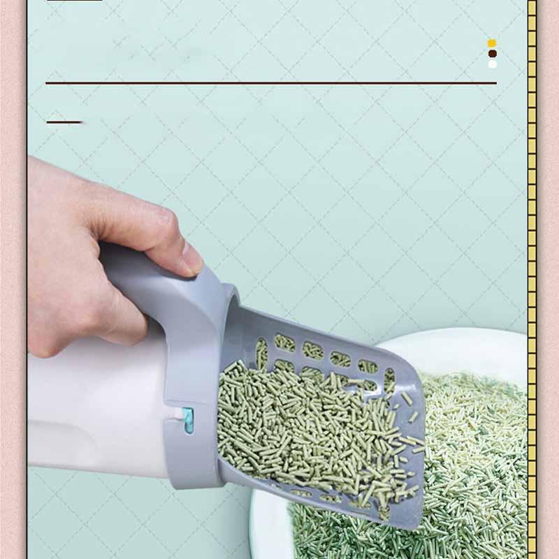 Off-white plastic convenient clean-up cat litter scoop kit with ergonomic handle and sifting slots — view 4