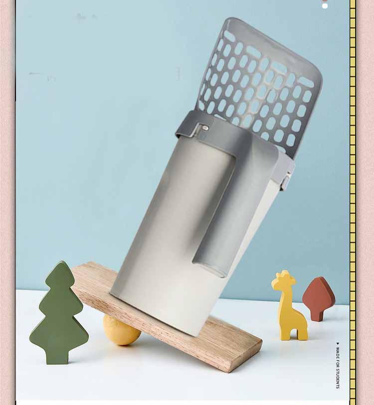 Off-white plastic convenient clean-up cat litter scoop kit with ergonomic handle and sifting slots — view 5