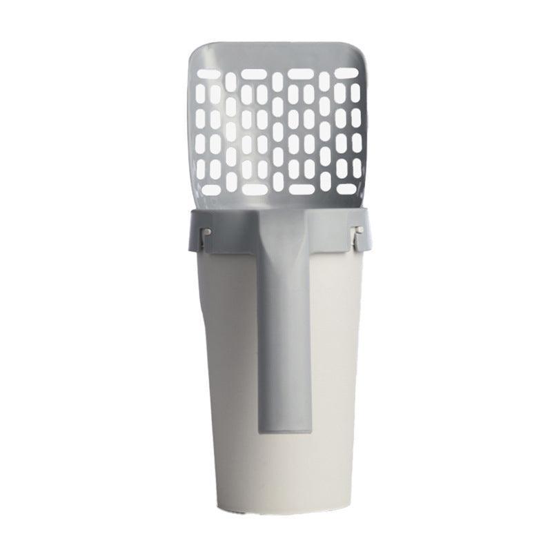 Off-white plastic convenient clean-up cat litter scoop kit with ergonomic handle and sifting slots — view 2