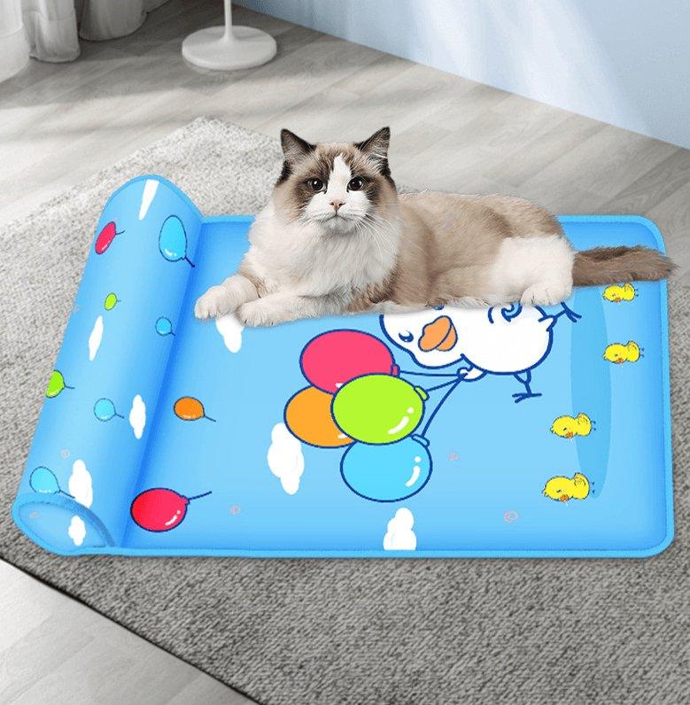 Cool Breeze pet comfort mat in sky blue with breathable ice silk and built-in pillow — view 4