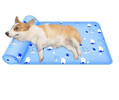 Cool Breeze pet comfort mat in sky blue with breathable ice silk and built-in pillow — view 2