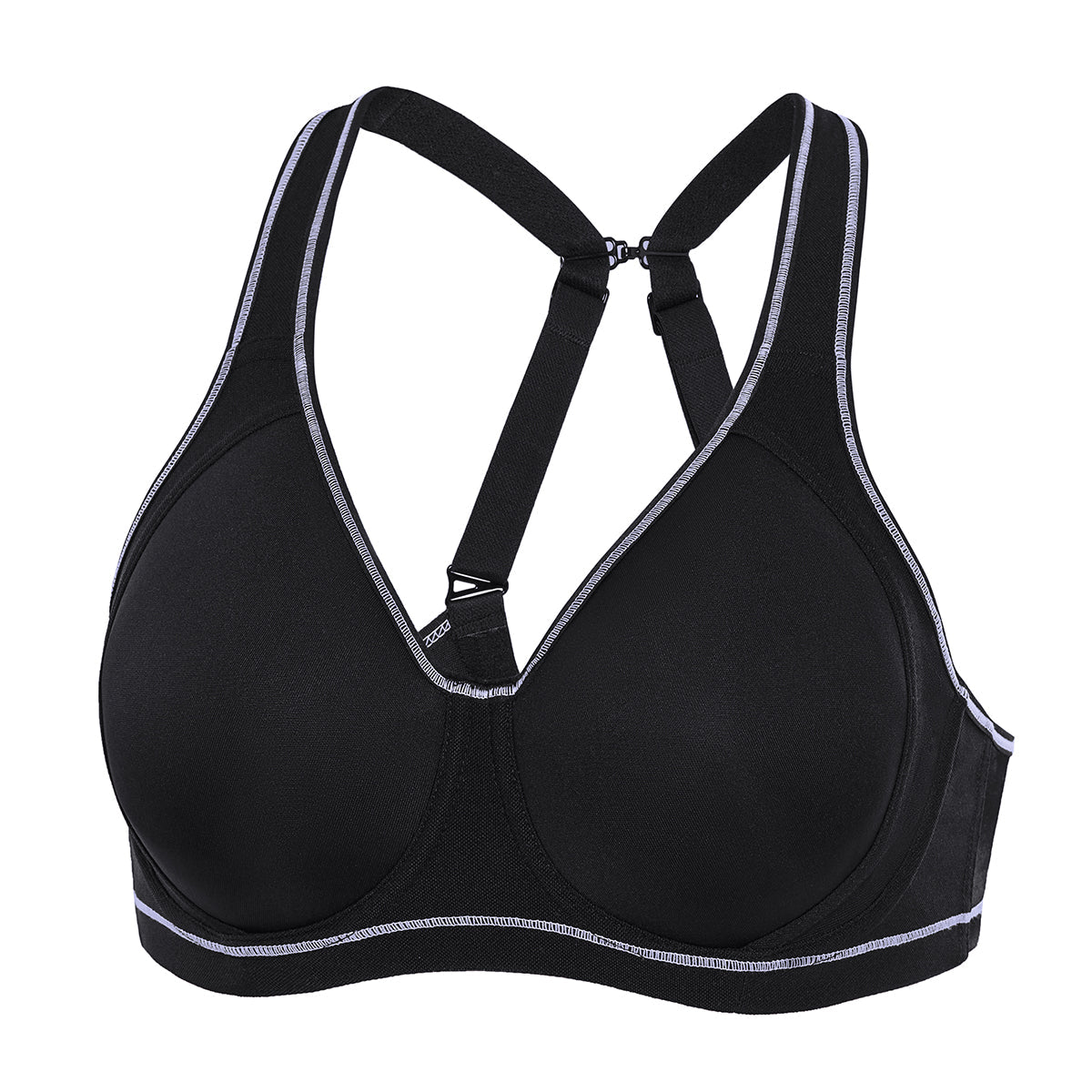 Cooling high impact full cup running bra with wide padded straps and supportive underwire — view 5