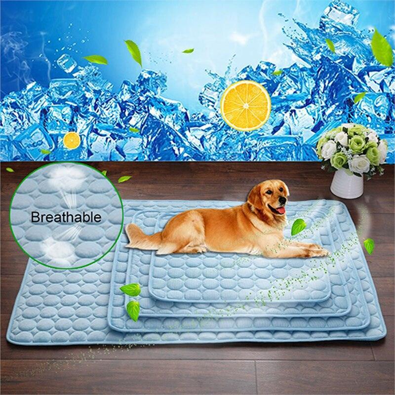 Coolpaws pet ice silk cooling pad in blue and pink for dogs and cats heat relief — view 3