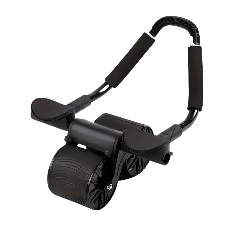 Black NNETM automatic rebound ab roller with elbow pads and stainless steel frame