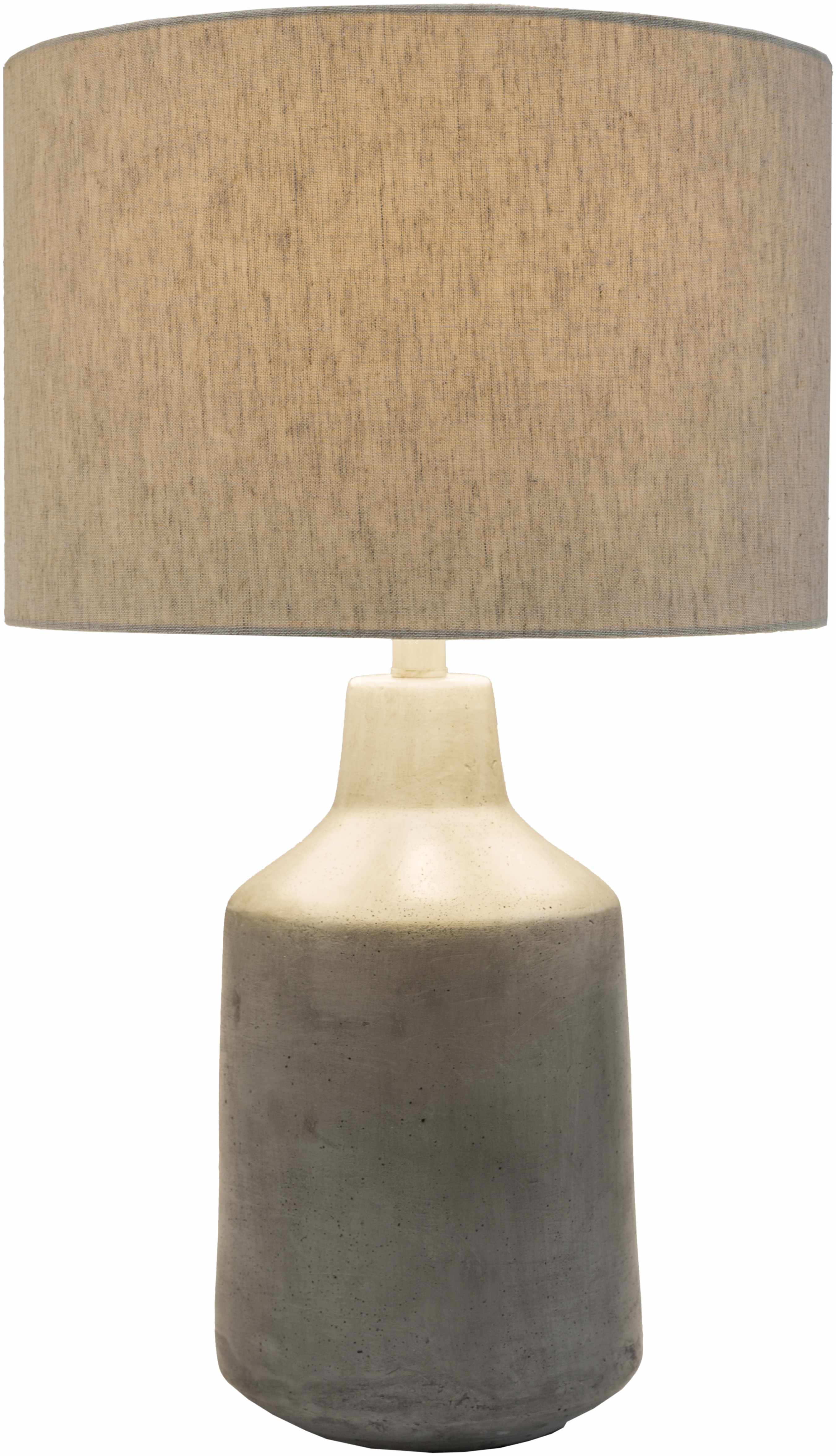 Corella table lamp with slate gray concrete base and white linen shade for accent lighting