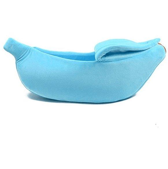 Cozy banana dog bed in vibrant yellow crystal velvet fabric for small pets and puppies — view 3
