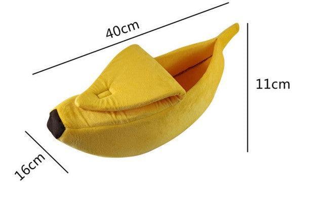 Cozy banana dog bed in vibrant yellow crystal velvet fabric for small pets and puppies — view 5