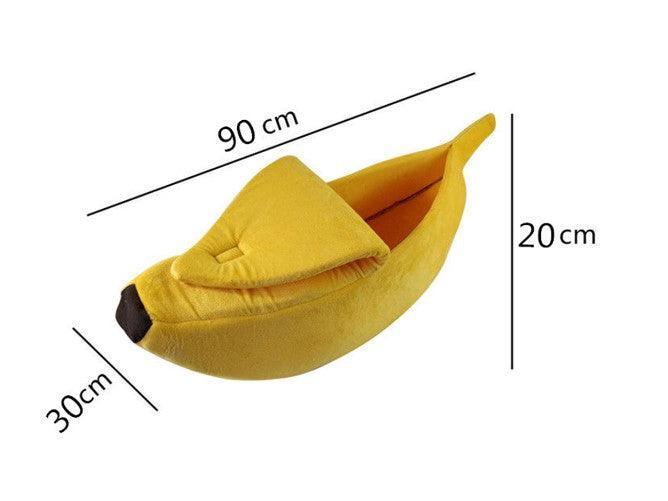 Cozy banana dog bed in vibrant yellow crystal velvet fabric for small pets and puppies — view 4