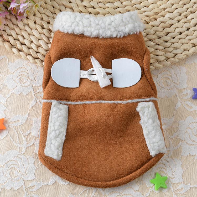 Cozy canine lamb velvet dog costume in plush white cloth with adjustable velcro straps — view 2