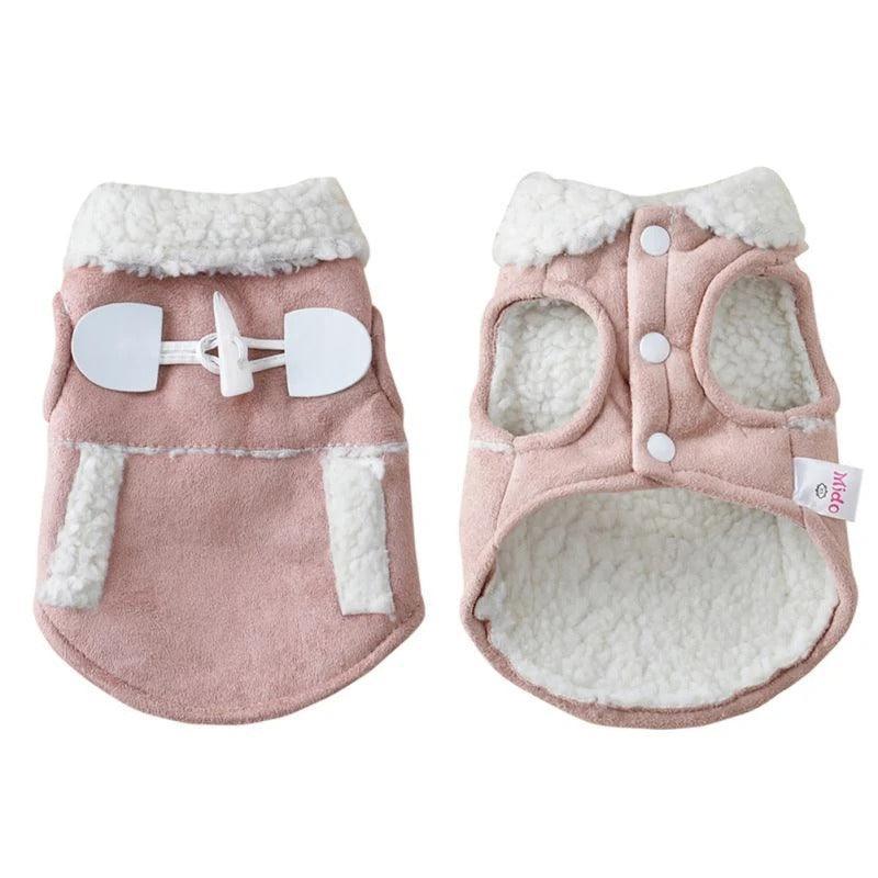 Cozy canine lamb velvet dog costume in plush white cloth with adjustable velcro straps