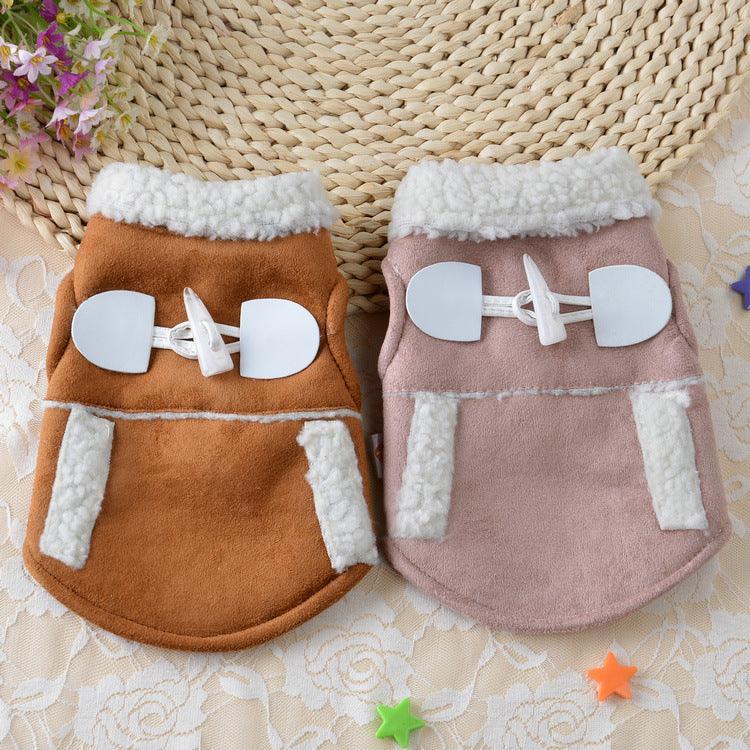 Cozy canine lamb velvet dog costume in plush white cloth with adjustable velcro straps — view 3