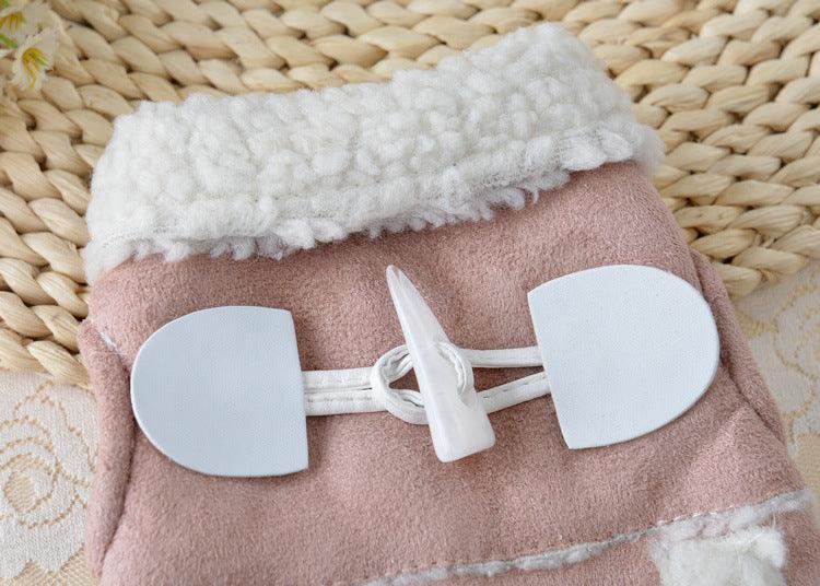 Cozy canine lamb velvet dog costume in plush white cloth with adjustable velcro straps — view 5