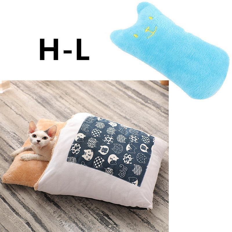 Cozy cave cat bed made of soft breathable cloth in a semi enclosed den shape — view 5