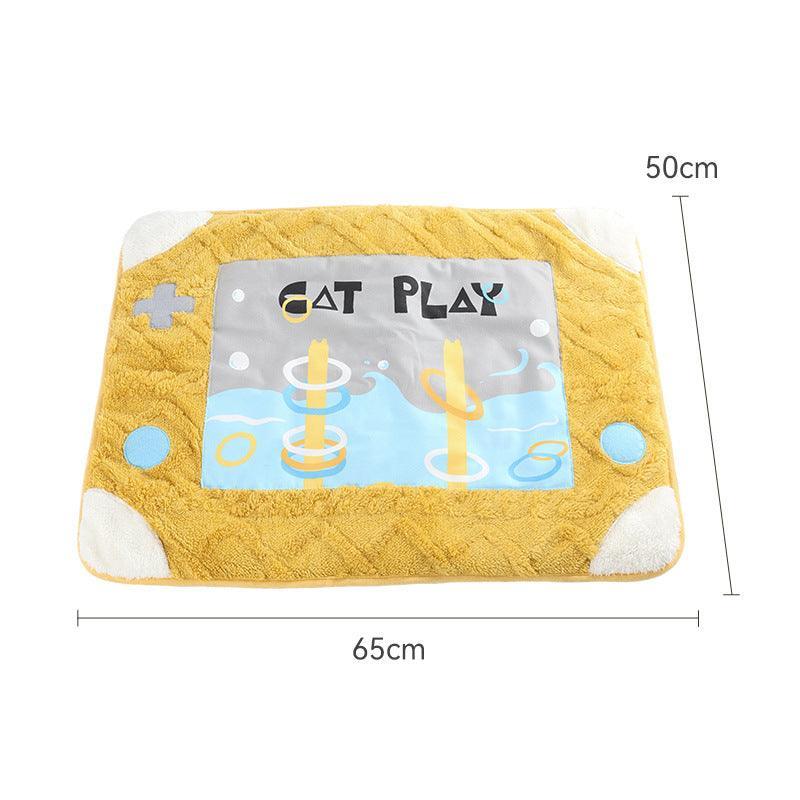 Cozy cave cat bed shaped like a retro game console made of soft arctic velvet — view 3