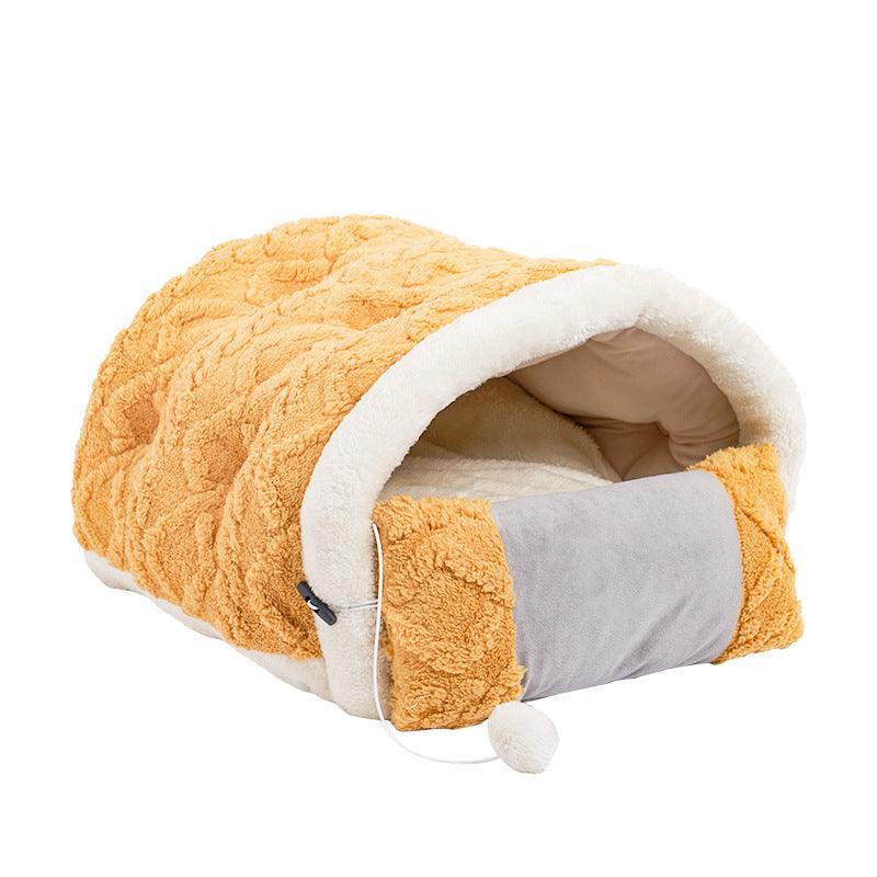 Cozy cave cat bed shaped like a retro game console made of soft arctic velvet — view 4