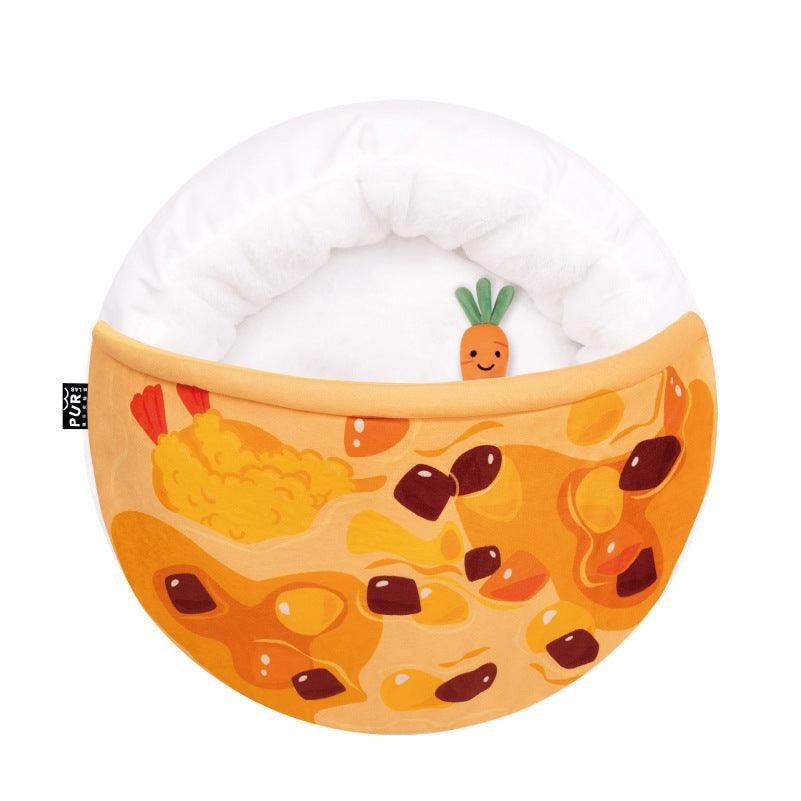 Cozy Curry Nest cat sleeping mat in soft cloth fabric with a quirky curry rice design. — view 5