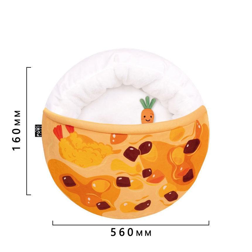 Cozy Curry Nest cat sleeping mat in soft cloth fabric with a quirky curry rice design. — view 4