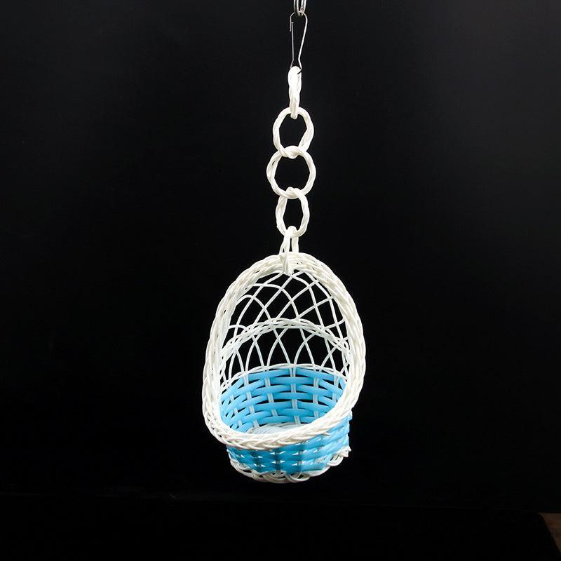 Cozy Haven plastic bird swing with sturdy iron frame base in a neutral color — view 2