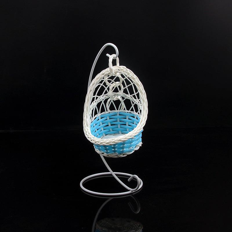 Cozy Haven plastic bird swing with sturdy iron frame base in a neutral color — view 3