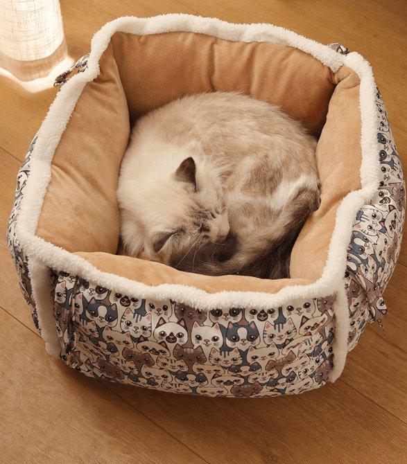 Cozy hanging cat hammock nest made of soft flannel and plush cotton with sturdy alloy clips — view 4