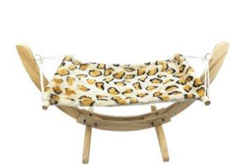 Cozy Paws wooden cat hammock bed with plush fabric resting surface and sturdy wall mounting — view 3