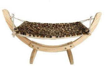 Cozy Paws wooden cat hammock bed with plush fabric resting surface and sturdy wall mounting — view 2
