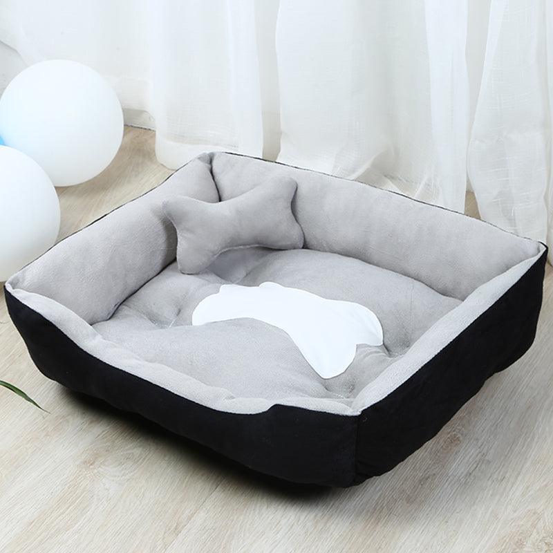 Cozy retreat large plush cloth dog bed in neutral grey and brown for comfortable pet resting — view 5